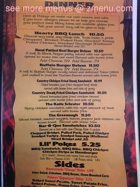 pokeys menu gillette wy.